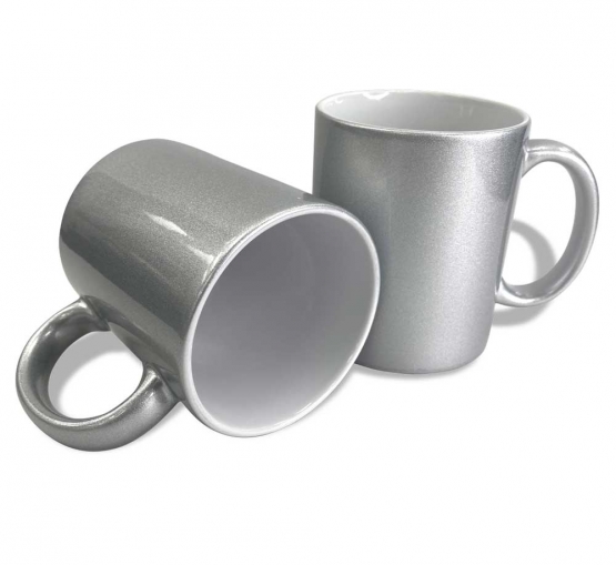 Metallic Silver Ceramic Sublimation Mug 11oz