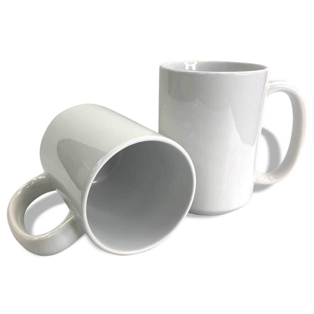 White Ceramic Mug 15oz  Plain White Coffee Mug