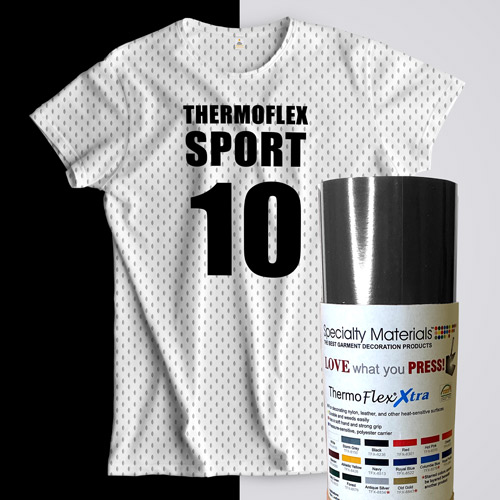 Black ThermoFlex Sport HTV Heat Transfer Vinyl, for Open-Mesh Athletic