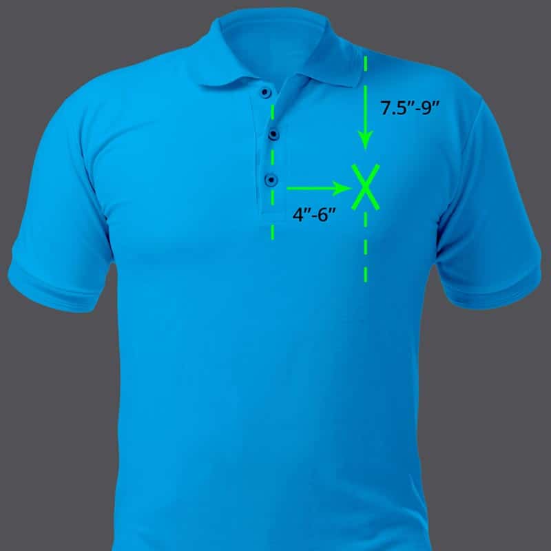 image of polo shirt showing embroidery placement