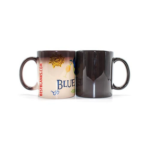 Wholesale 11 oz Color Changing Magic Mugs Glossy Black Coffee Mugs Ceramic  Photo Cups Bulk Manufacturer and Supplier